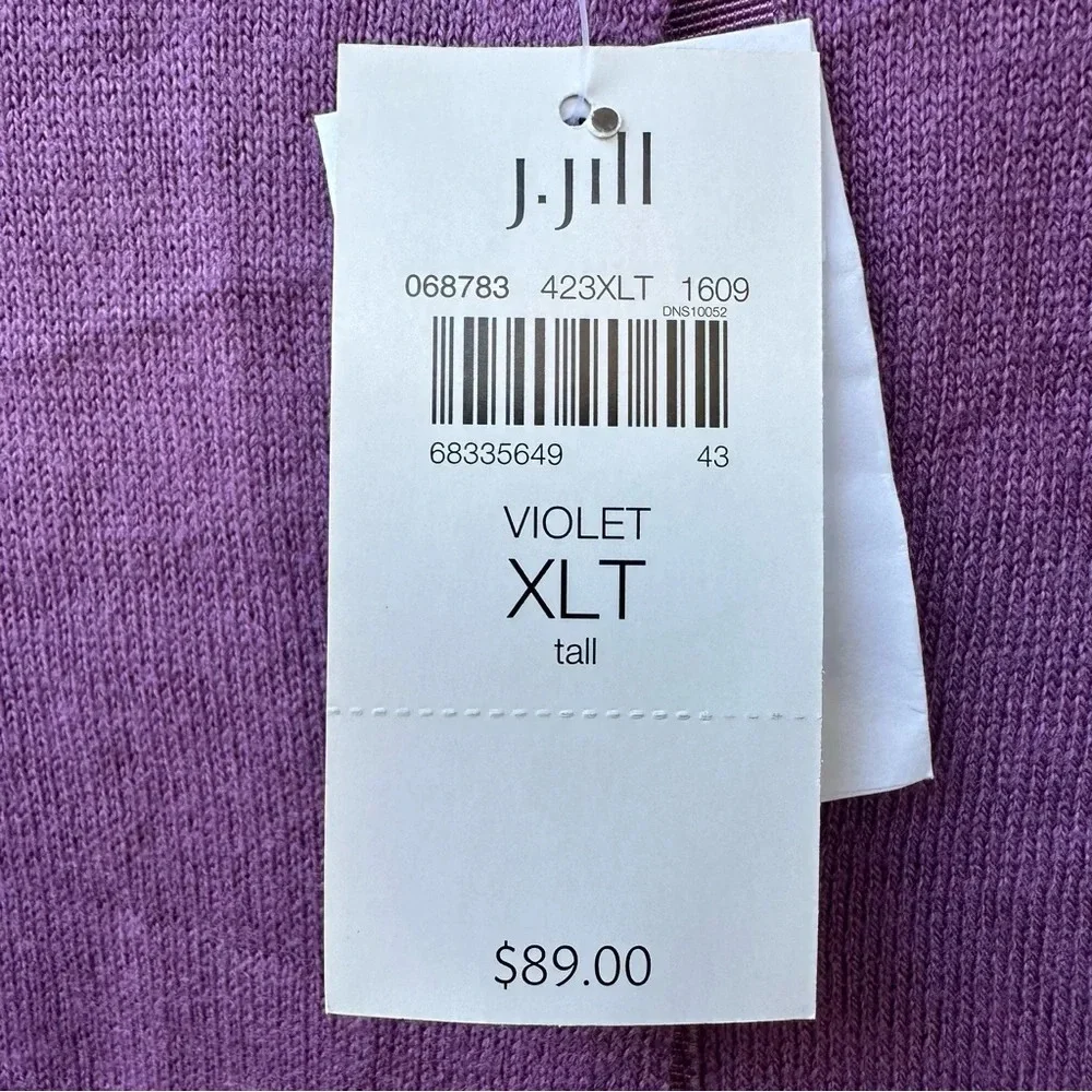 J. Jill Cardigan Sweater NWT Button Front Round Neck 3/4 Sleeves Violet XL Tall